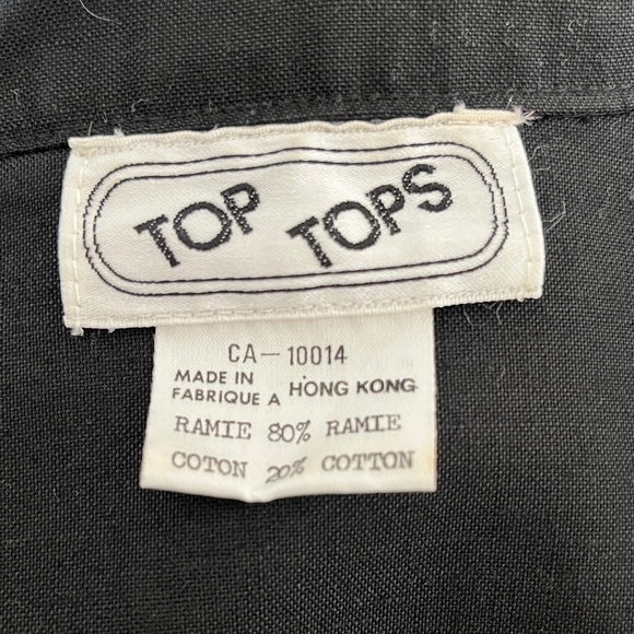 TOP TOPS Vintage Embellished Black Button Front Blouse Sequins Beads 80's Vibes - Picture 8 of 16